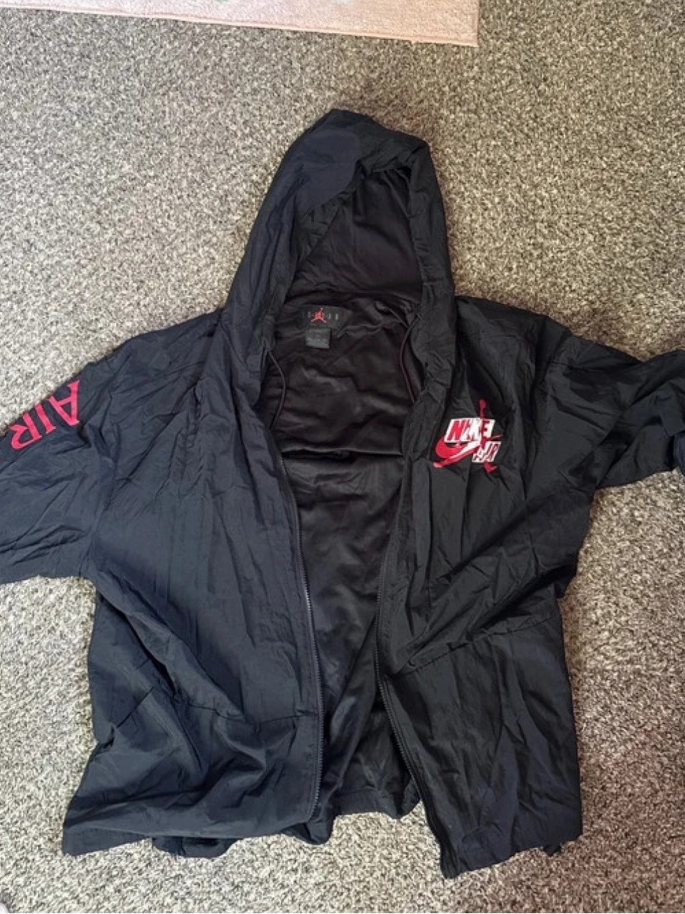 Jordan Black Windbreaker with Red Logo Accents